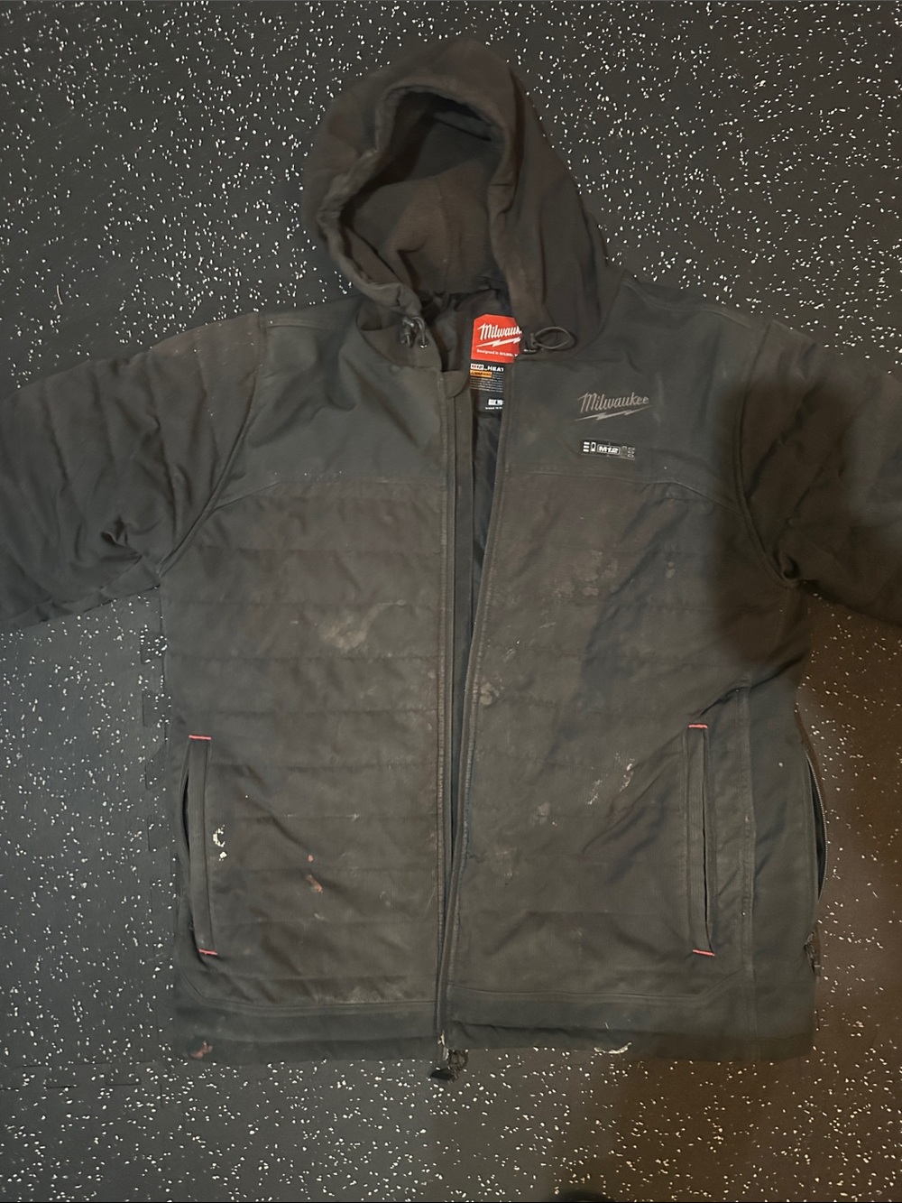Men's Milwaukee Black distressed Insulated Hooded work Jacket